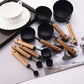 Measuring Cup and Spoon Set with Engraved Markings and Wooden Handles, 8-Piece