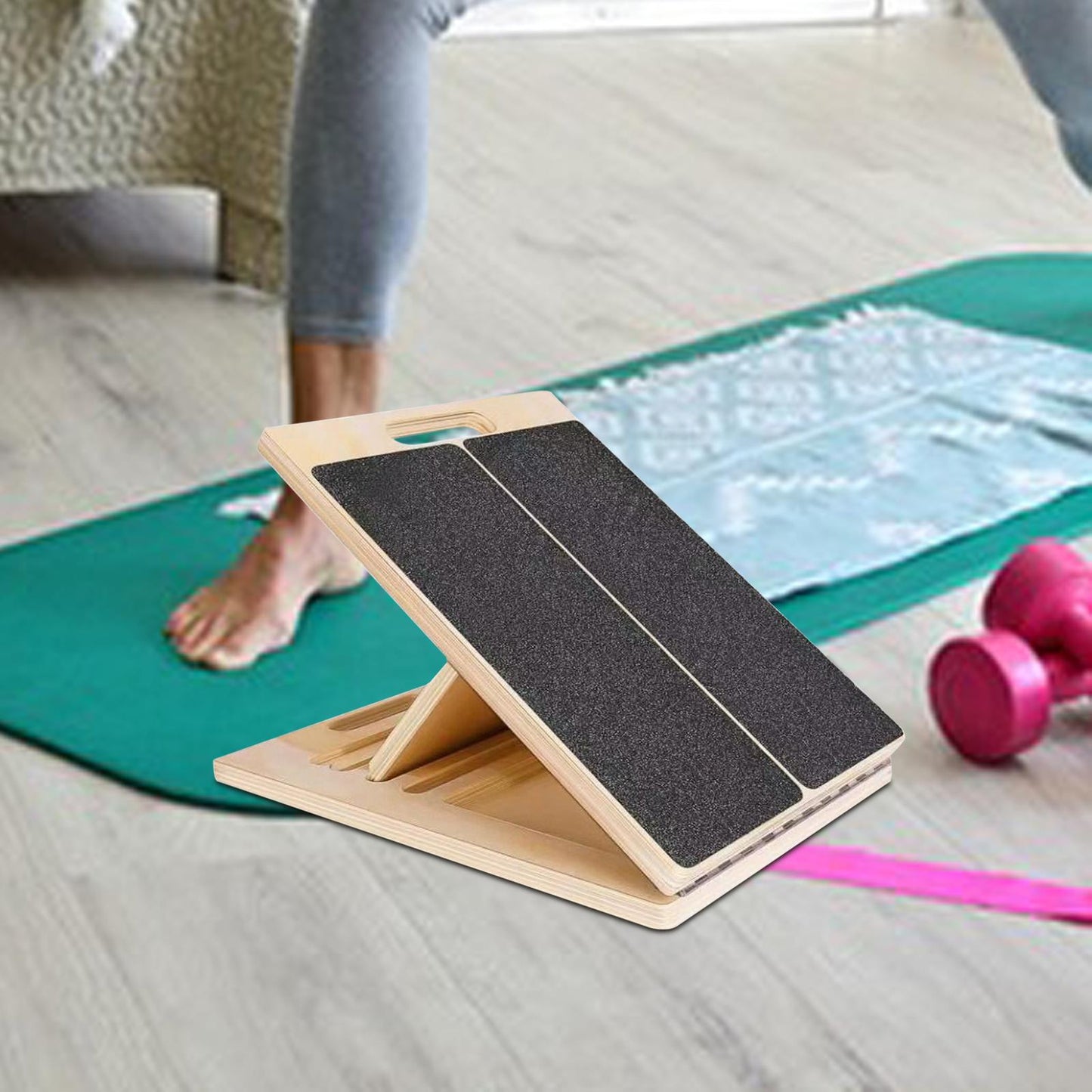 Adjustable Incline Calf Stretcher Board with Textured Grip and Foldable Design