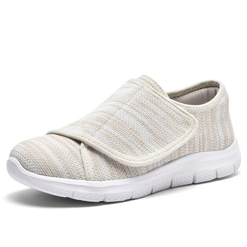 Womens Wide Fit Walking Shoes with Adjustable Strap and Breathable Mesh
