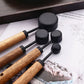Measuring Cup and Spoon Set with Engraved Markings and Wooden Handles, 8-Piece