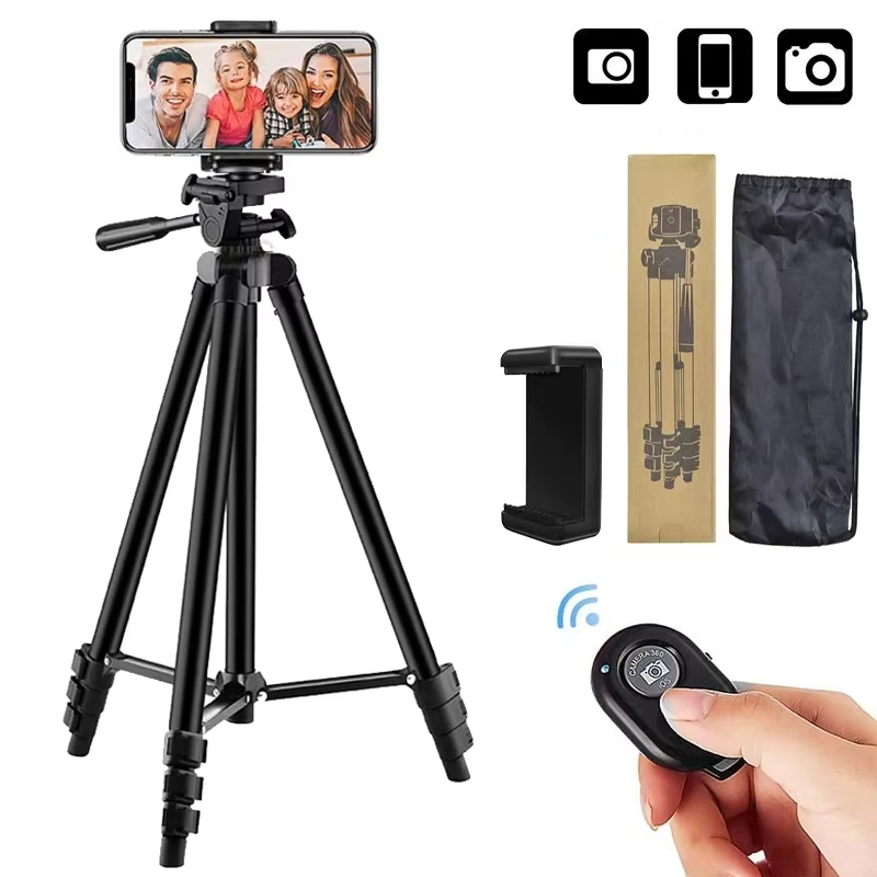 Expandable Camera Tripod with Wireless Remote and Adjustable Phone Holder, 20-55in