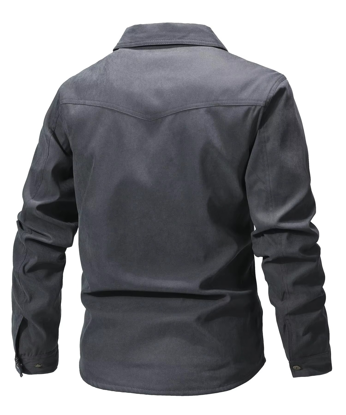 Snap Button Overshirt with Flannel Lining and Western Yoke Design
