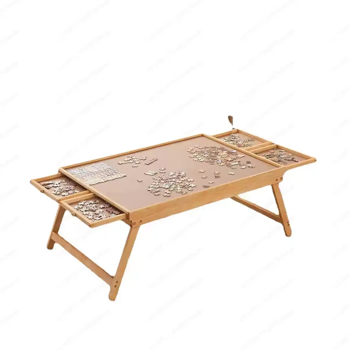 Puzzle Table with 4 Storage Drawers and Folding Wooden Design for 1500 Pieces
