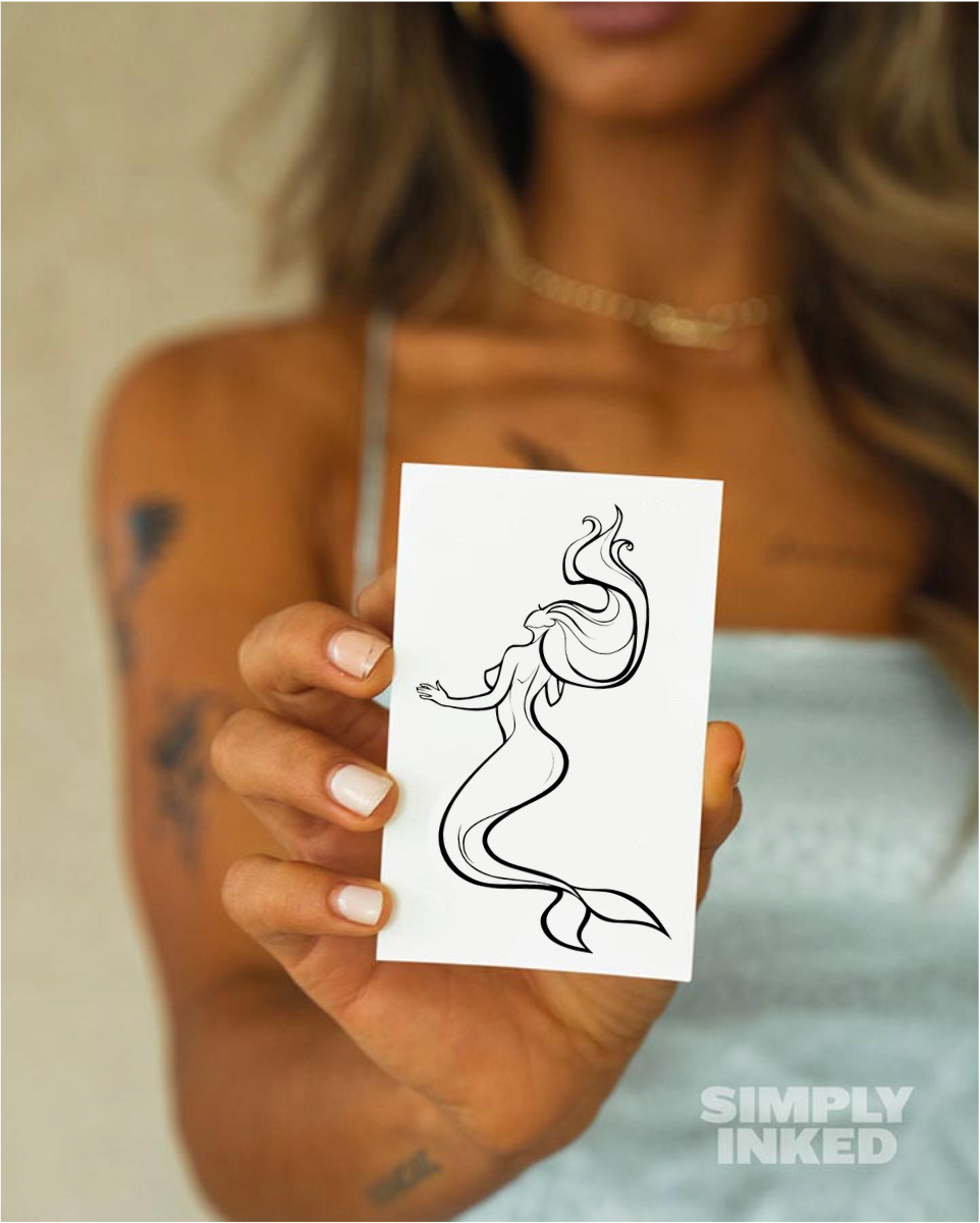 Mermaid Design Temporary Tattoo with Pigment Transfer, 14-Day Wear