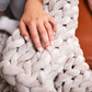 Knitted Throw Blanket with Natural Fibers and Hand-Textured Design, All-Season Use