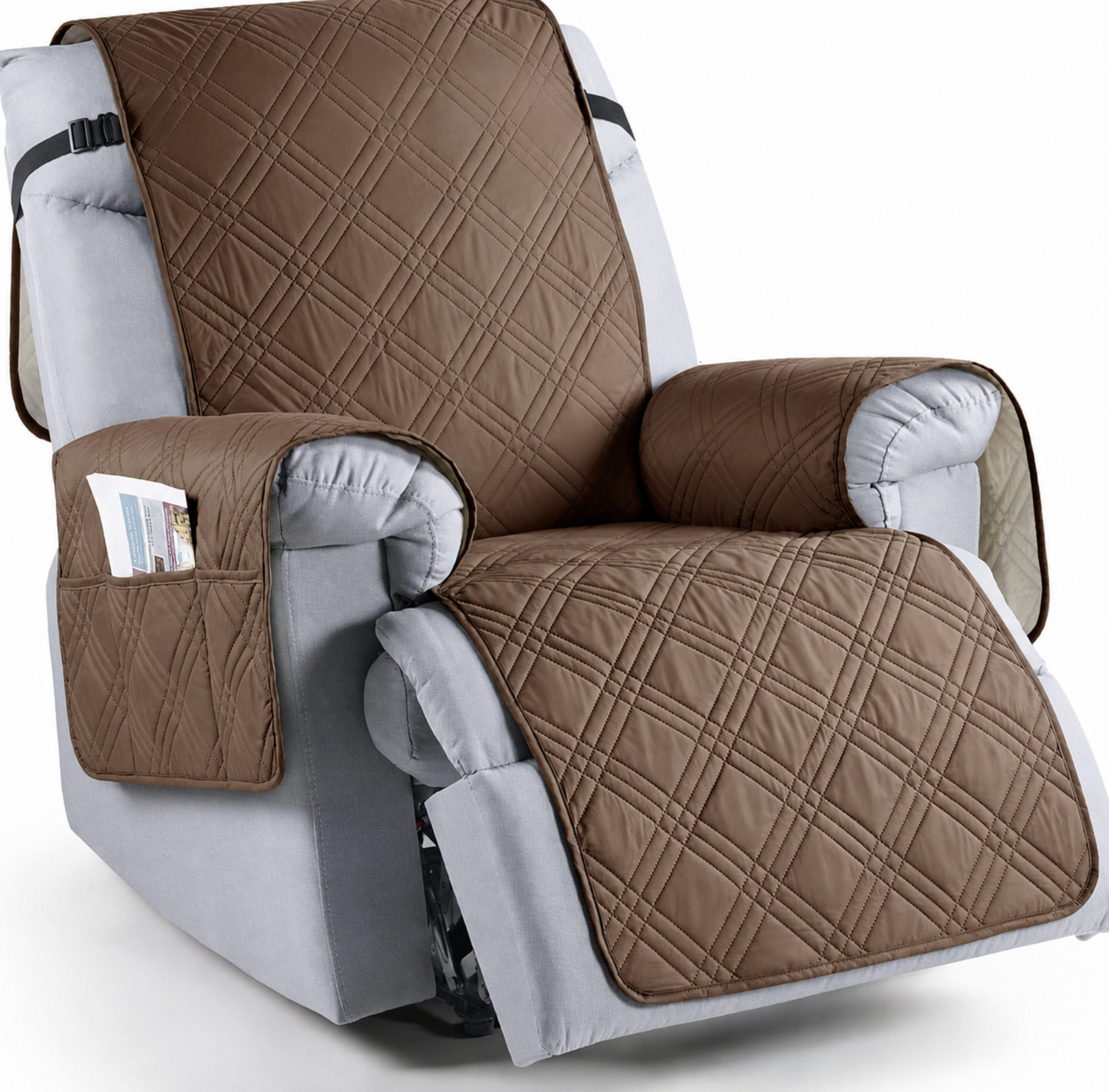 Recliner Chair Cover with Microfiber Surface and Silicone Grip, Machine Washable