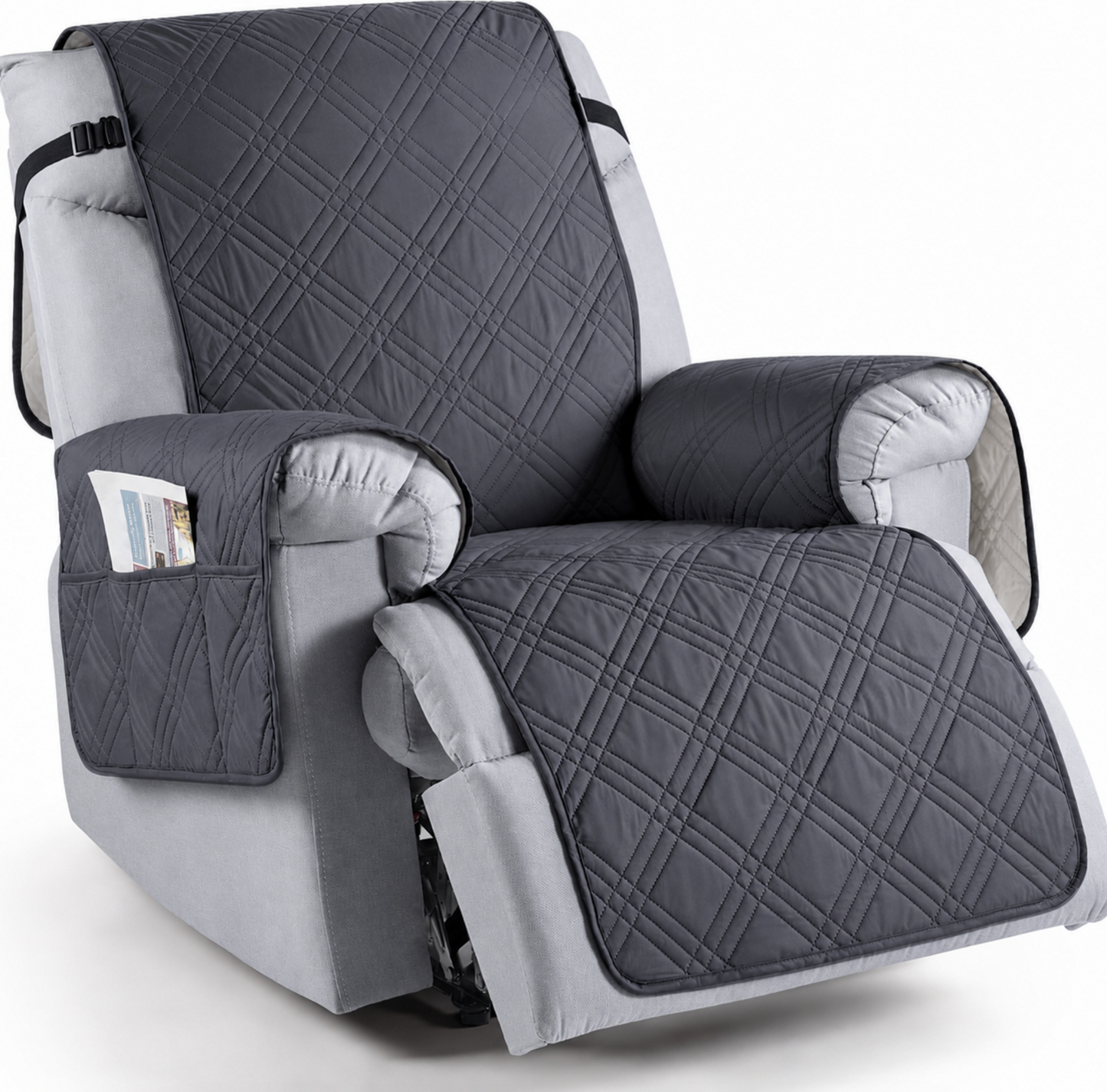 Recliner Chair Cover with Microfiber Surface and Silicone Grip, Machine Washable