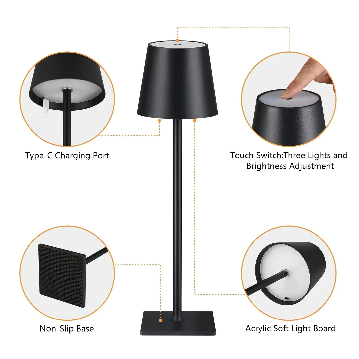 Touch Control LED Desk Lamp with 3 Color Modes and Adjustable Brightness, USB Powered