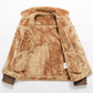 Mens Suede Winter Coat with Fleece Lining and Dual Zipper Button Closure