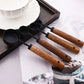 Measuring Cup and Spoon Set with Engraved Markings and Wooden Handles, 8-Piece