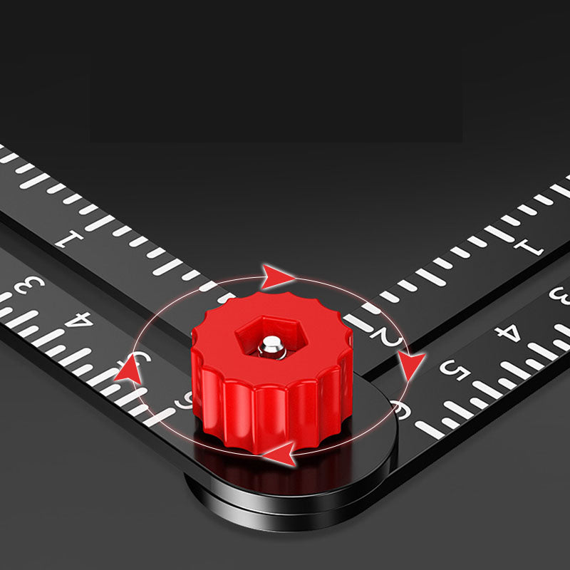 Folding Ruler with Hinged Aluminum Sections and Marked Increments for Tile Work