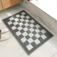 Checkered Microfiber Bath Mat with Black and White Pattern, Machine Washable