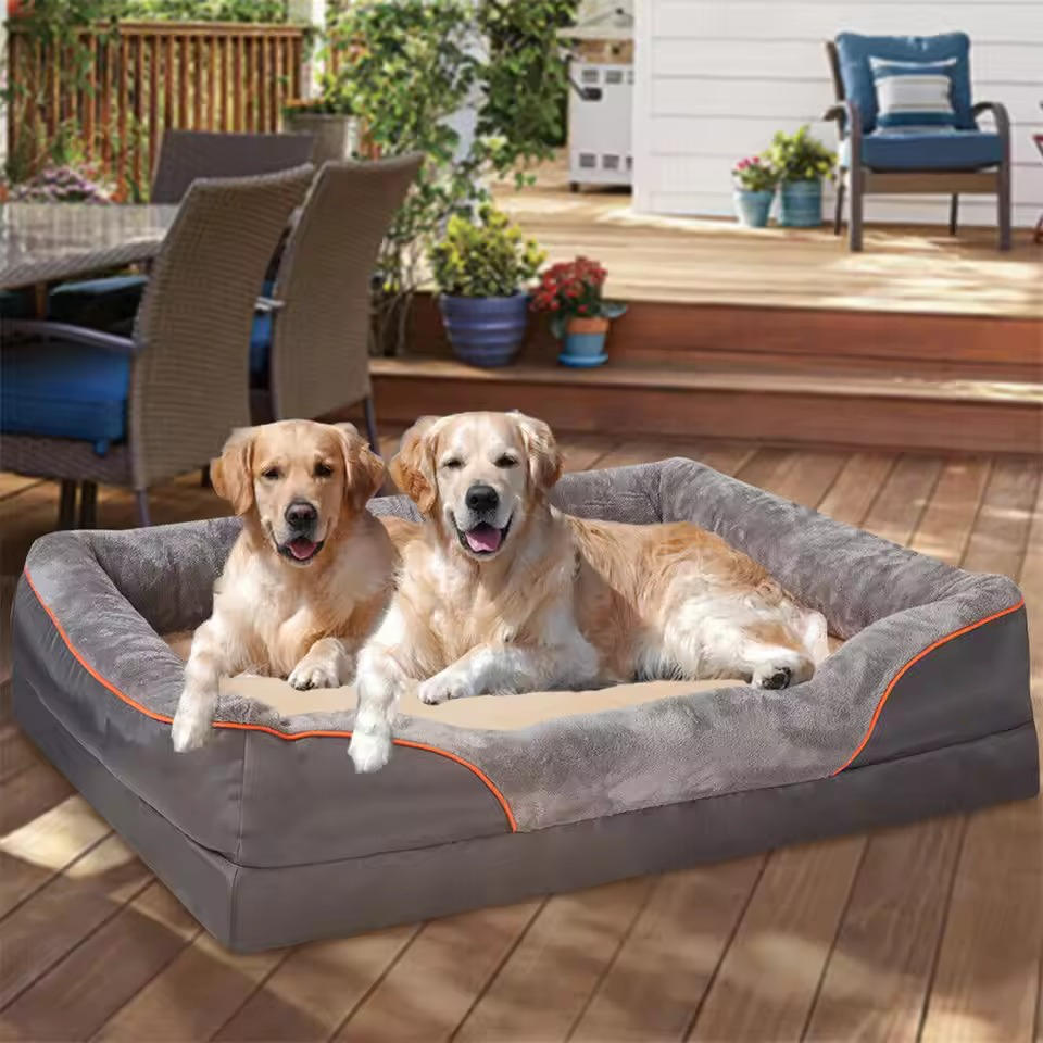 Dog Bed with Orthopedic Foam and Raised Cushioned Walls, Machine Washable Cover
