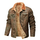 Mens Suede Winter Coat with Fleece Lining and Dual Zipper Button Closure