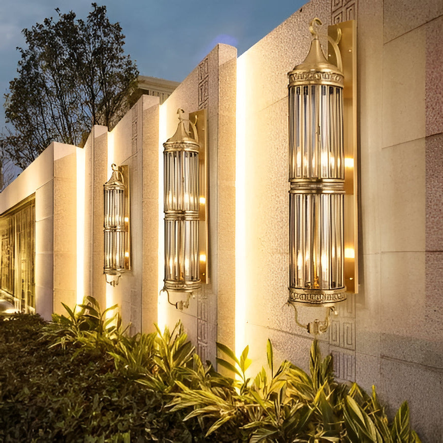 Copper Wall Sconce with IP65 Weather Protection and Glass Panel for Outdoor Entryways