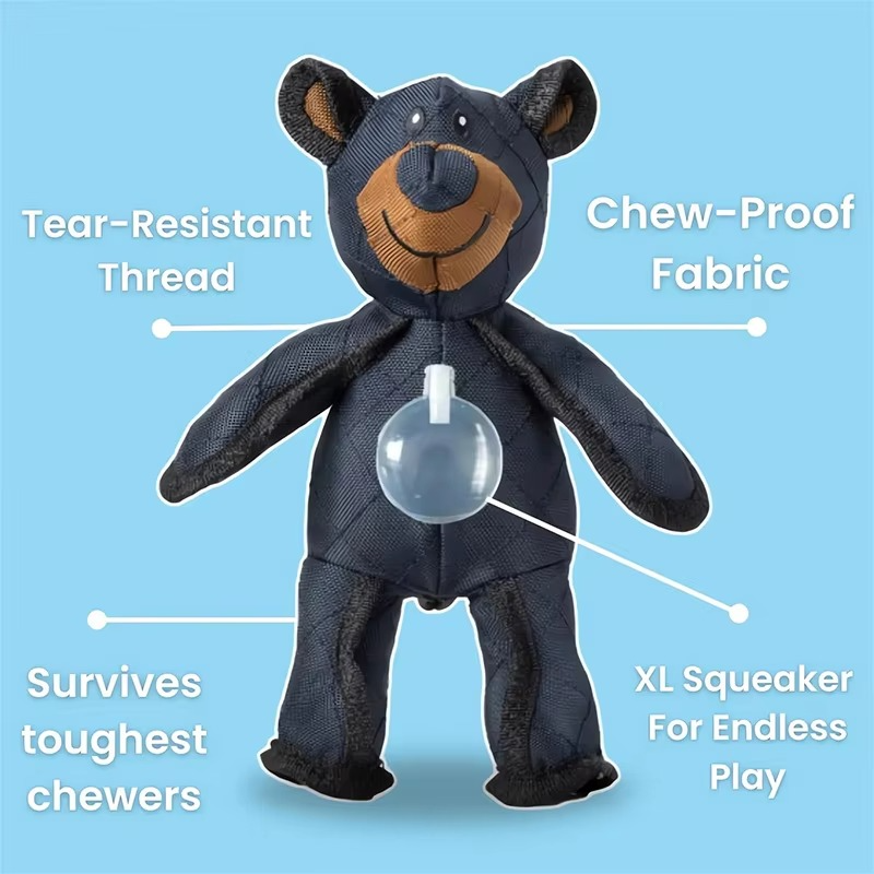 Durable Plush Dog Toy Bear for Indoor Play and Light Chewing