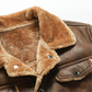 Mens Suede Winter Coat with Fleece Lining and Dual Zipper Button Closure