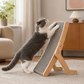Curved Wood Cat Scratcher with Textured Surface and Slope Design