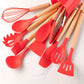 Silicone Kitchen Utensil Set with Bamboo Handles and Heat Resistant Design, 12-Piece