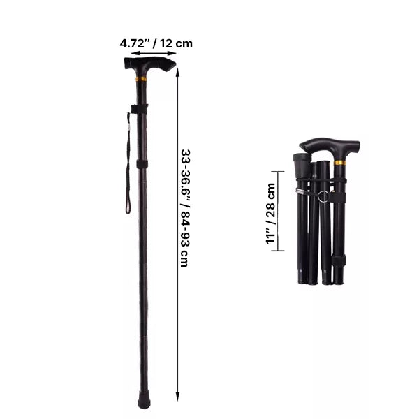 Telescopic Walking Stick with Ergonomic Grip and Non-Slip Rubber Tip, Foldable Design