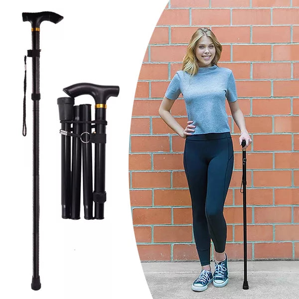 Telescopic Walking Stick with Ergonomic Grip and Non-Slip Rubber Tip, Foldable Design