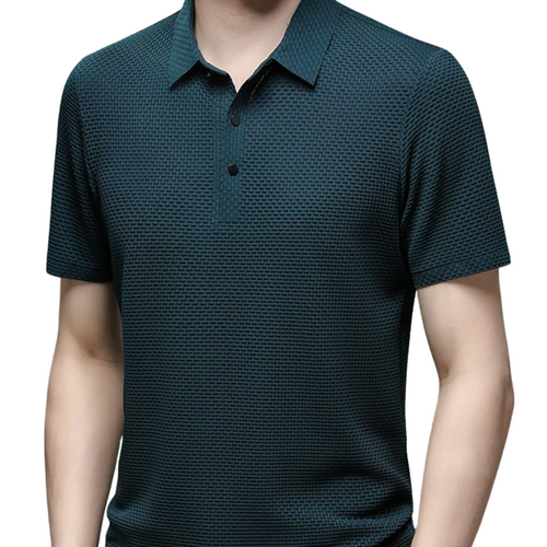 Mens Polo Shirt with Tailored Fit and Breathable Cotton Blend, Machine Washable