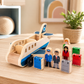 Wooden Airplane with Pilot Figures and Push Pull Action for Toddlers