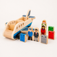 Wooden Airplane with Pilot Figures and Push Pull Action for Toddlers