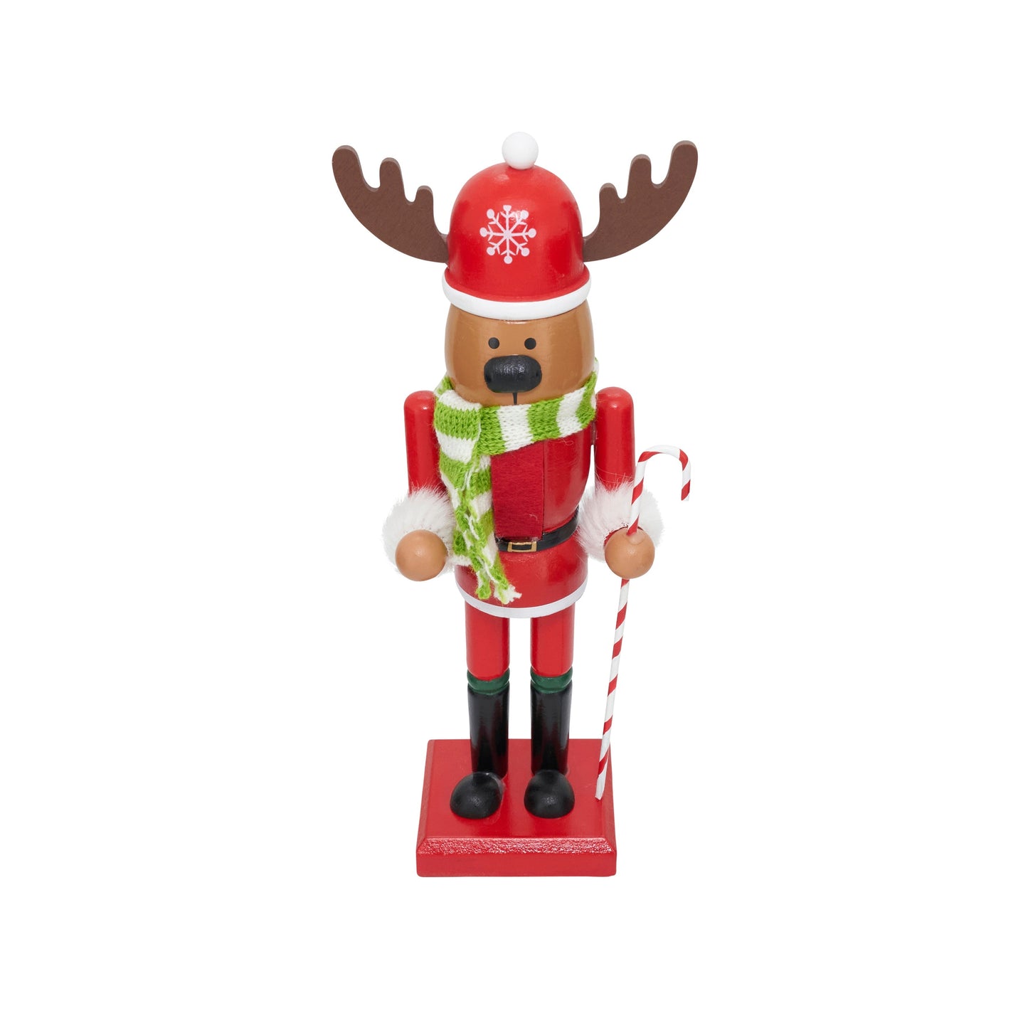 Reindeer Nutcracker with Carved Details and Stable Base