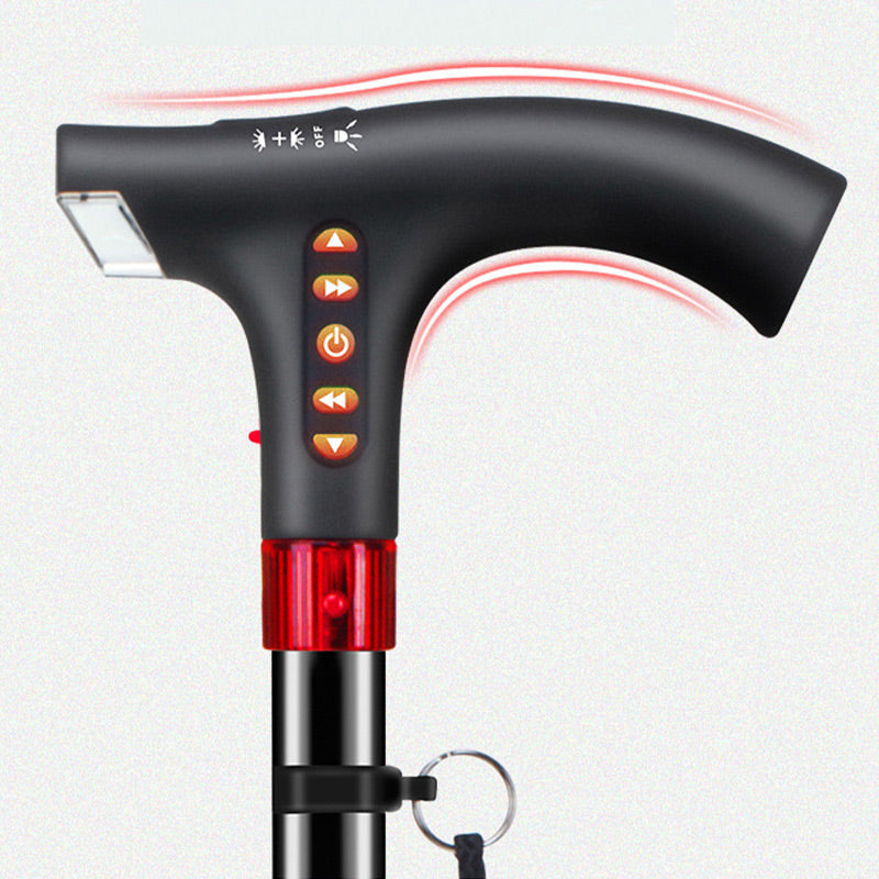 Adjustable Walking Stick with LED Flashlight and Built-In Radio,  Collapsible