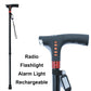 Adjustable Walking Stick with LED Flashlight and Built-In Radio,  Collapsible