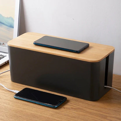 Cable Storage Box with Side Openings and Lid, Multiple Sizes