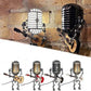Microphone Table Lamp with Adjustable Joints and LED Bulb, Brass-Hued Metal Accent