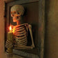 Framed Skeleton Torso Wall Display with Flashing Candle Bulb and Wooden Frame