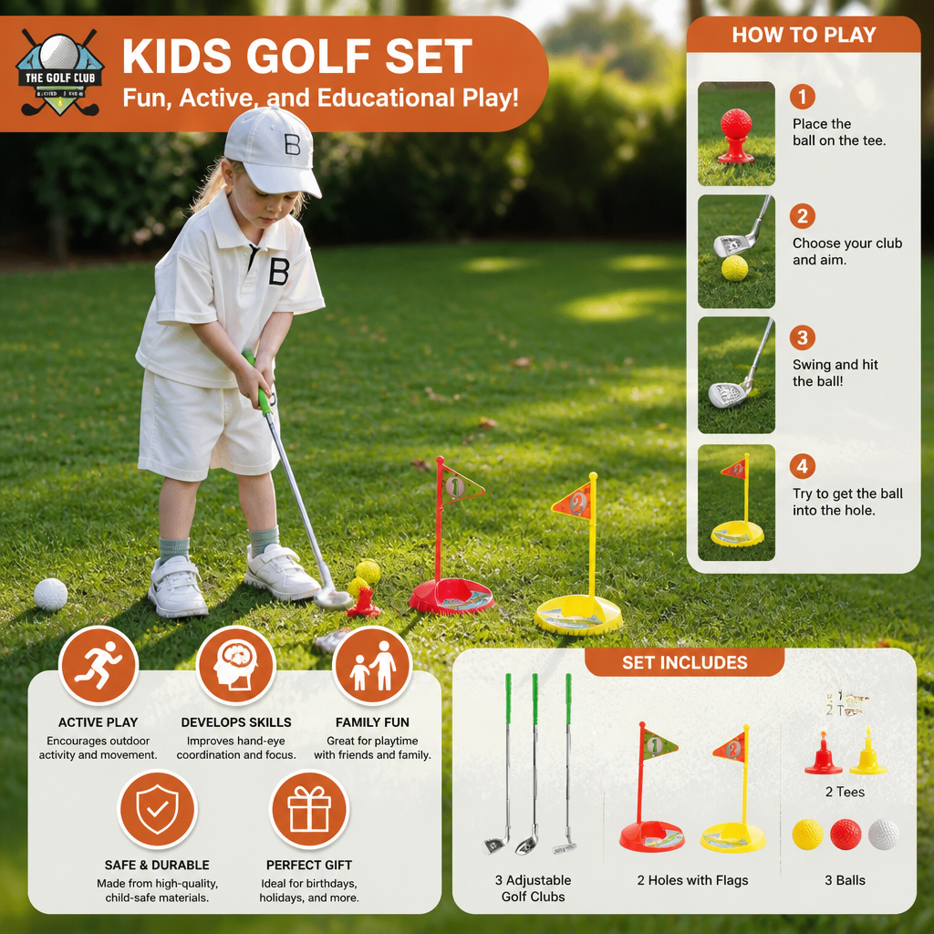Adjustable Golf Set for Kids with Flags and Balls