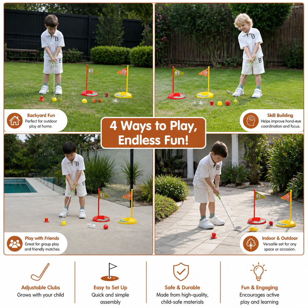 Adjustable Golf Set for Kids with Flags and Balls