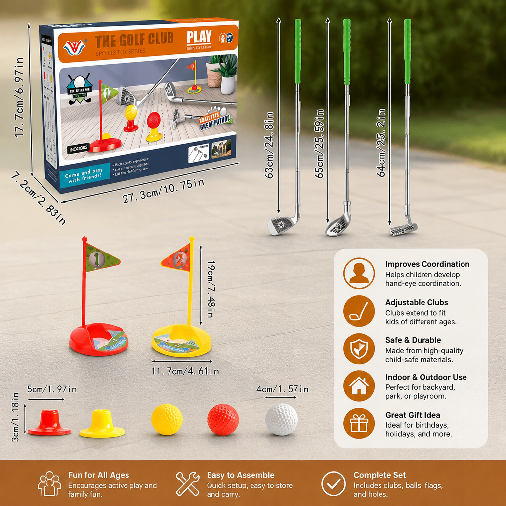 Adjustable Golf Set for Kids with Flags and Balls