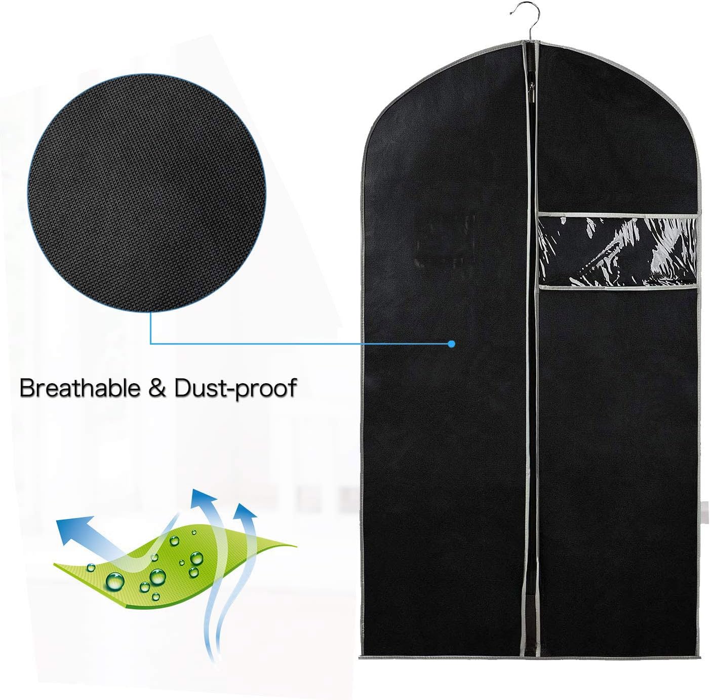 Garment Storage Covers 10 Pack with Full Length Zipper and Clear Window