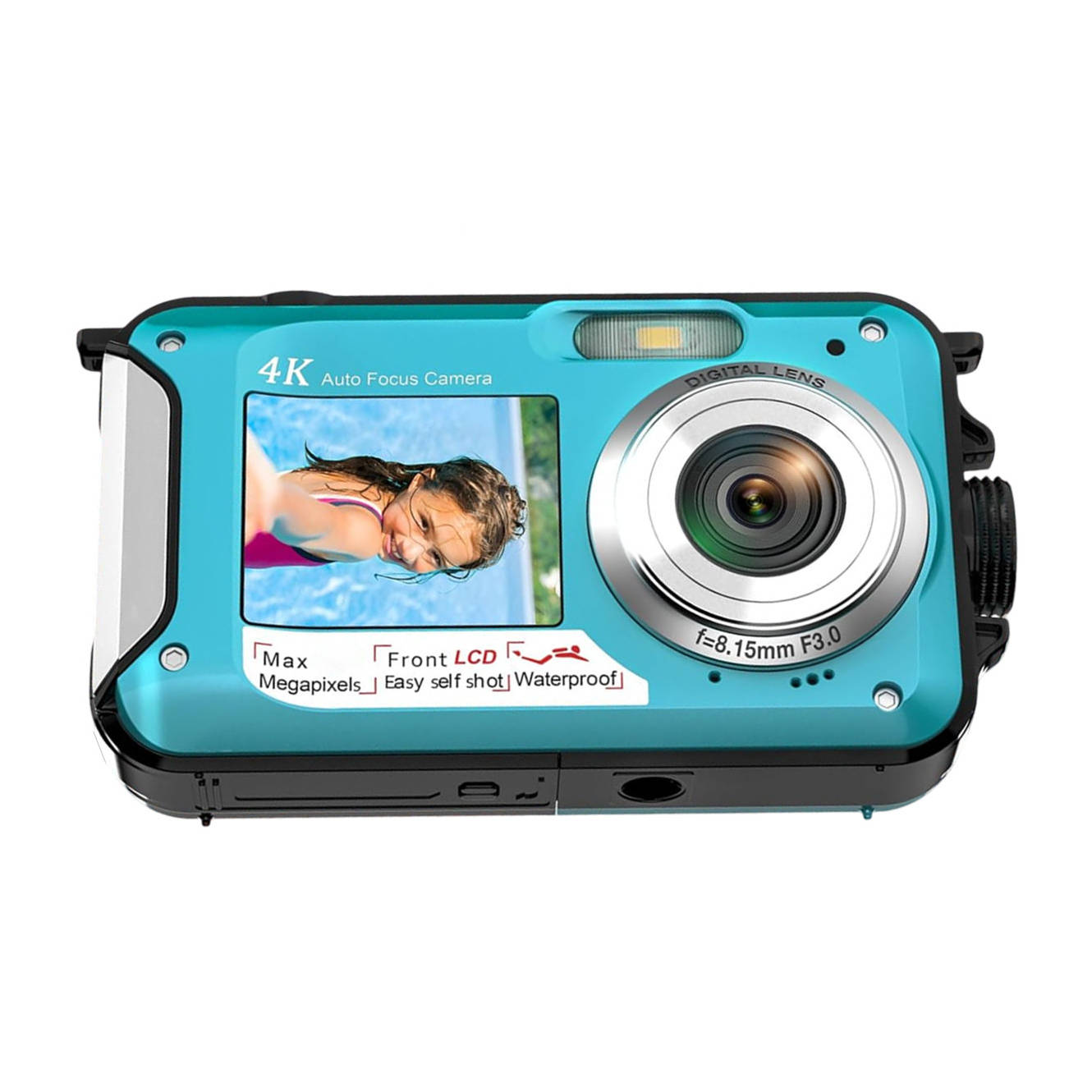 4K 64MP Underwater Digital Camera, Waterproof Camera for Swimming, Snorkeling and Diving