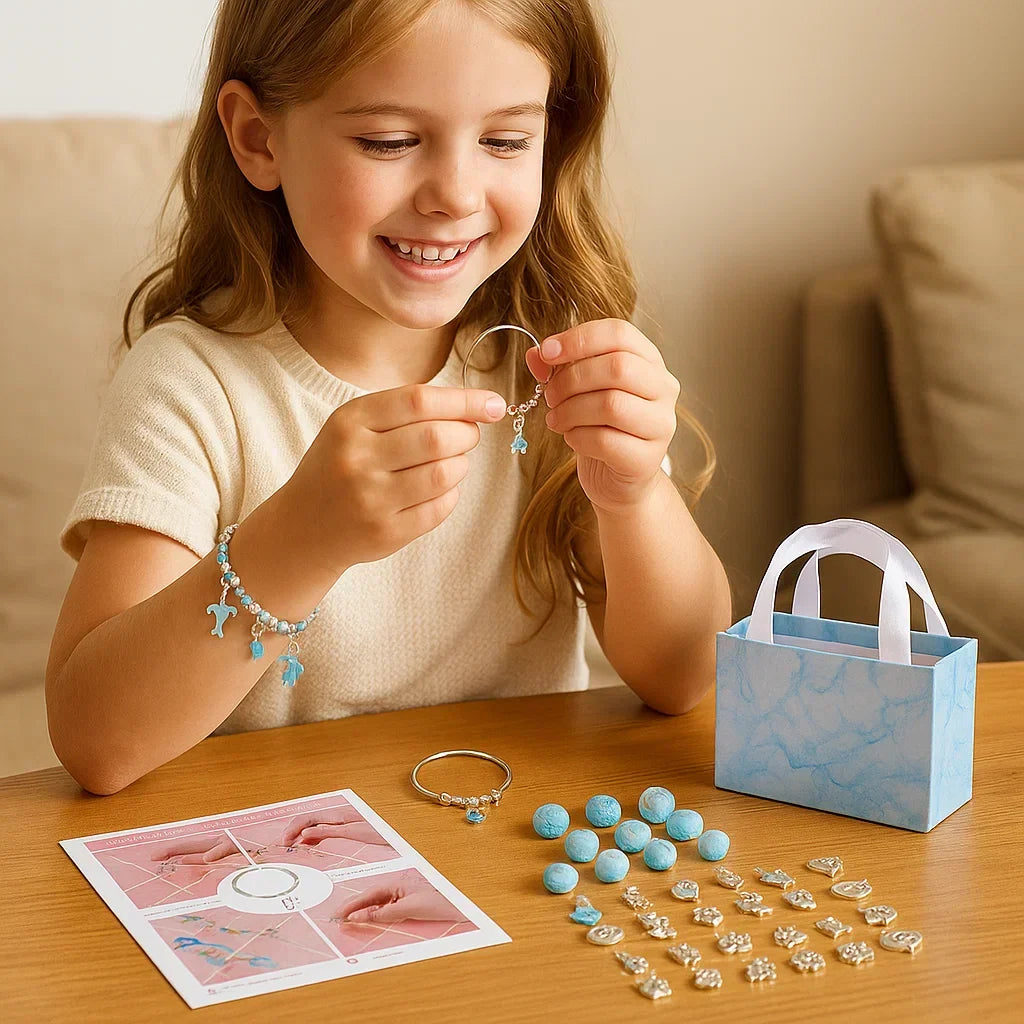Bead Jewelry Making Set with Threading Strings and Metal Clasps