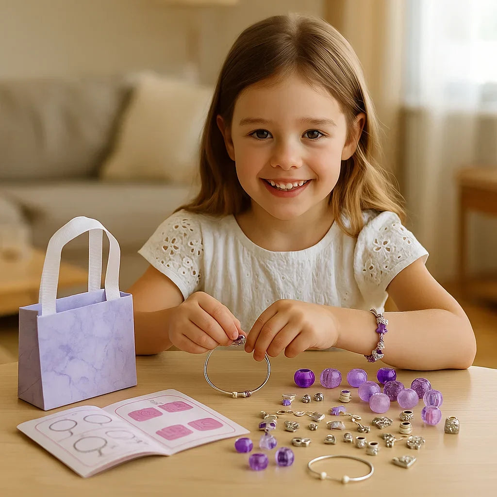 Bead Jewelry Making Set with Threading Strings and Metal Clasps
