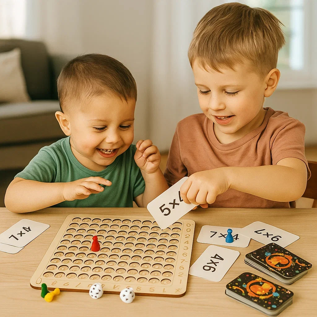 Wooden Math Learning Game with Number Chips and Addition Board for Early Learners