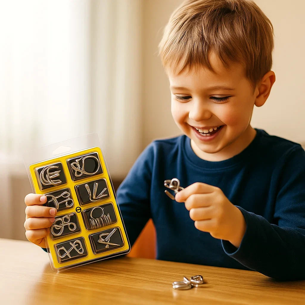 Metal Brain Teaser Puzzle Set with 36 Designs and Progressive Difficulty Levels