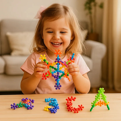 Snowflake Building Blocks with Snap Connection Design and Storage Box
