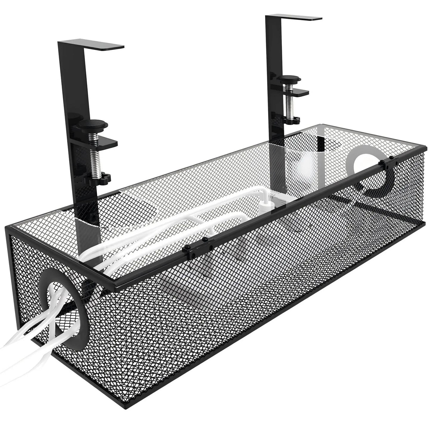 Under Desk Organizer with Two Sliding Drawers and Cable Routing Channels