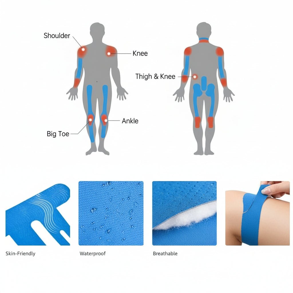 Knee Brace Kinesiology Tape Precut Elastic Support Sports Pain - LICHTZOONE