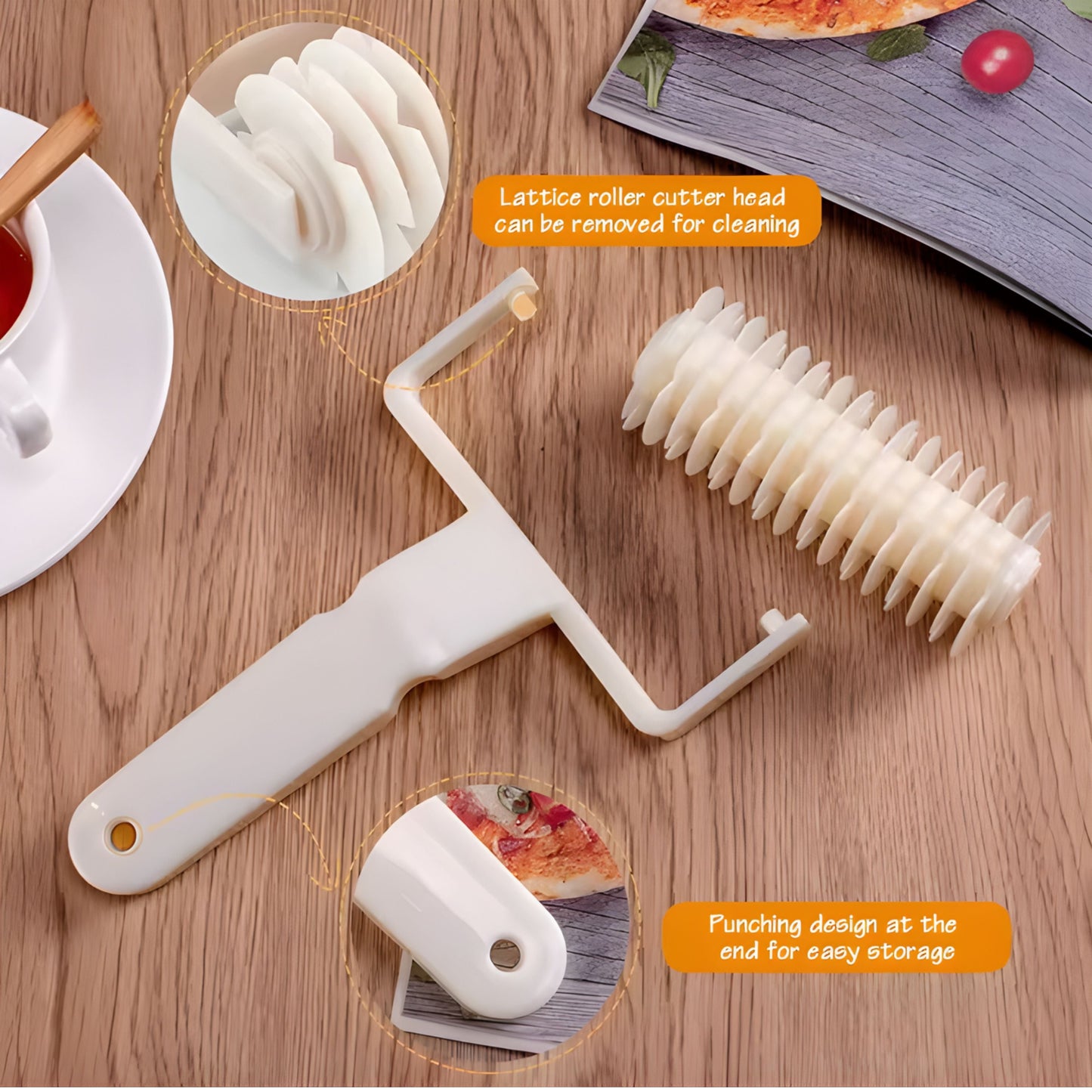 Lattice Roller Cutter for Pies, Cookies and Pastries with Uniform Strip Cuts