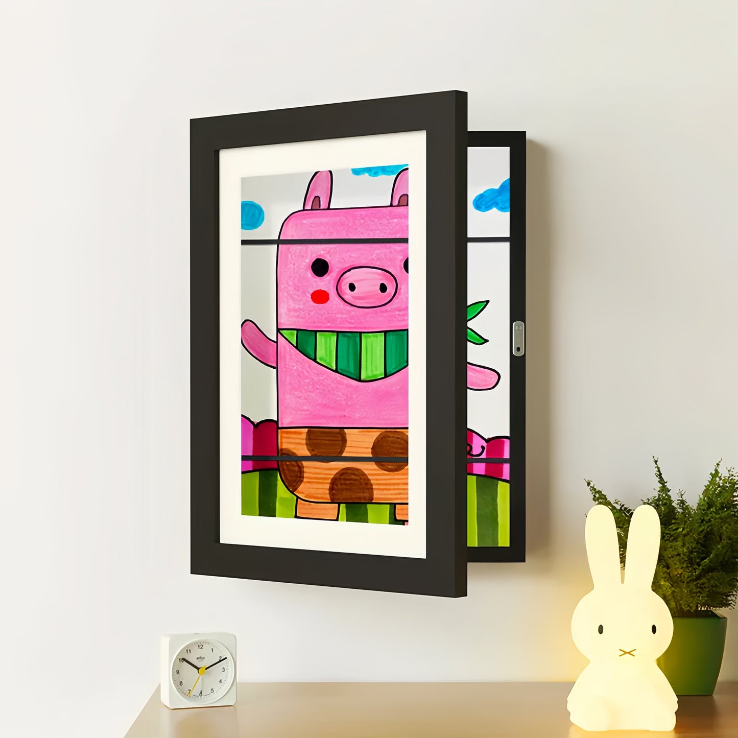 Rotating Artwork Display Frame with Magnetic Latch and 150-Sheet Storage
