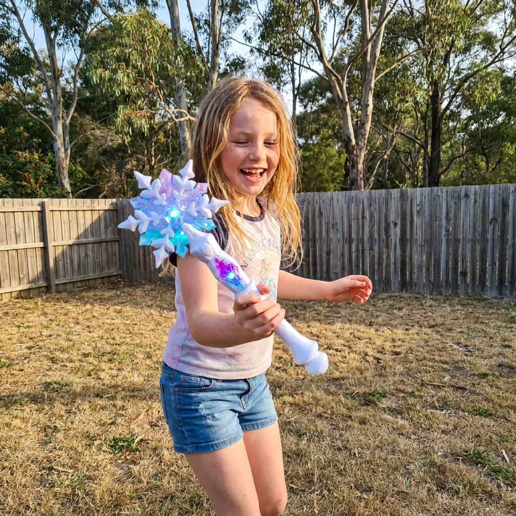 Glowing Snowflake Wand with Light Effects for Children Dress Up Play