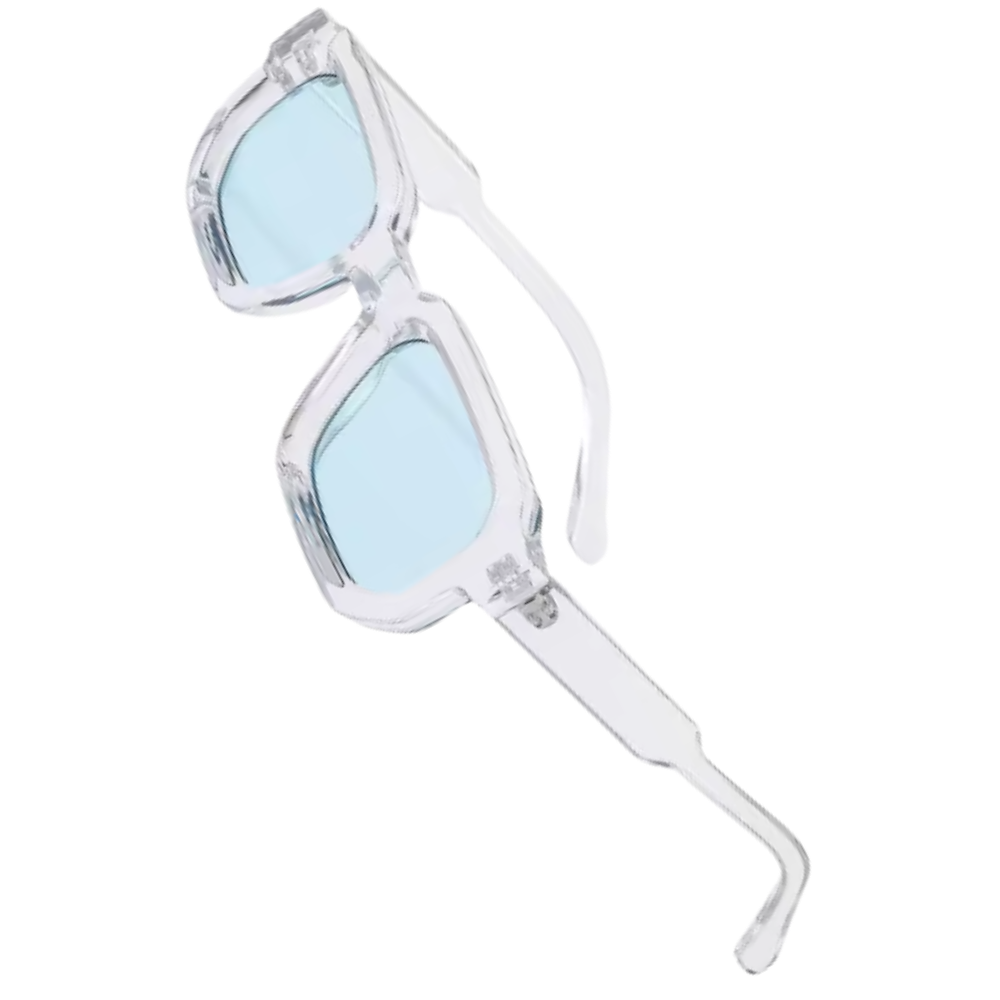 Bold Energy Rectangle UV Sunglasses  -Transparent Blue - Ozerty